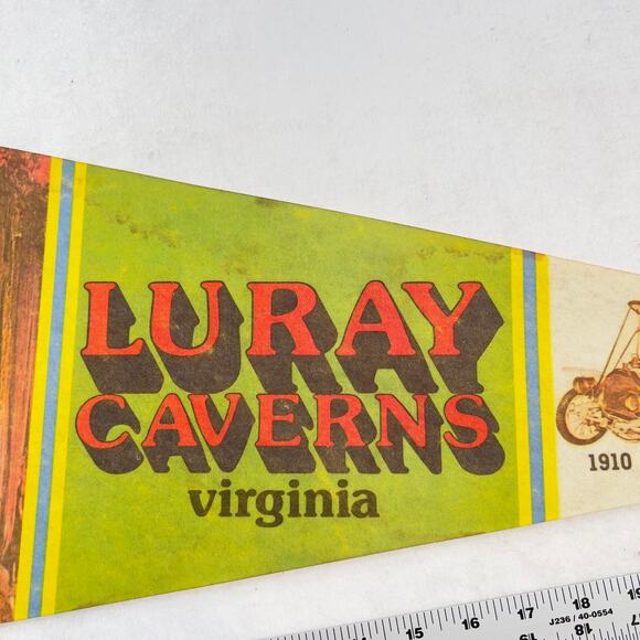 Luray Caverns Souvenir VINTAGE Felt Pennant Large 30" x 12" - Picture 3 of 11